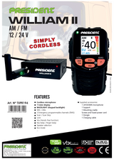 Datasheet President William-II AM/FM 12/24 volt 27MHz CB transceiver met draadloze microfoon