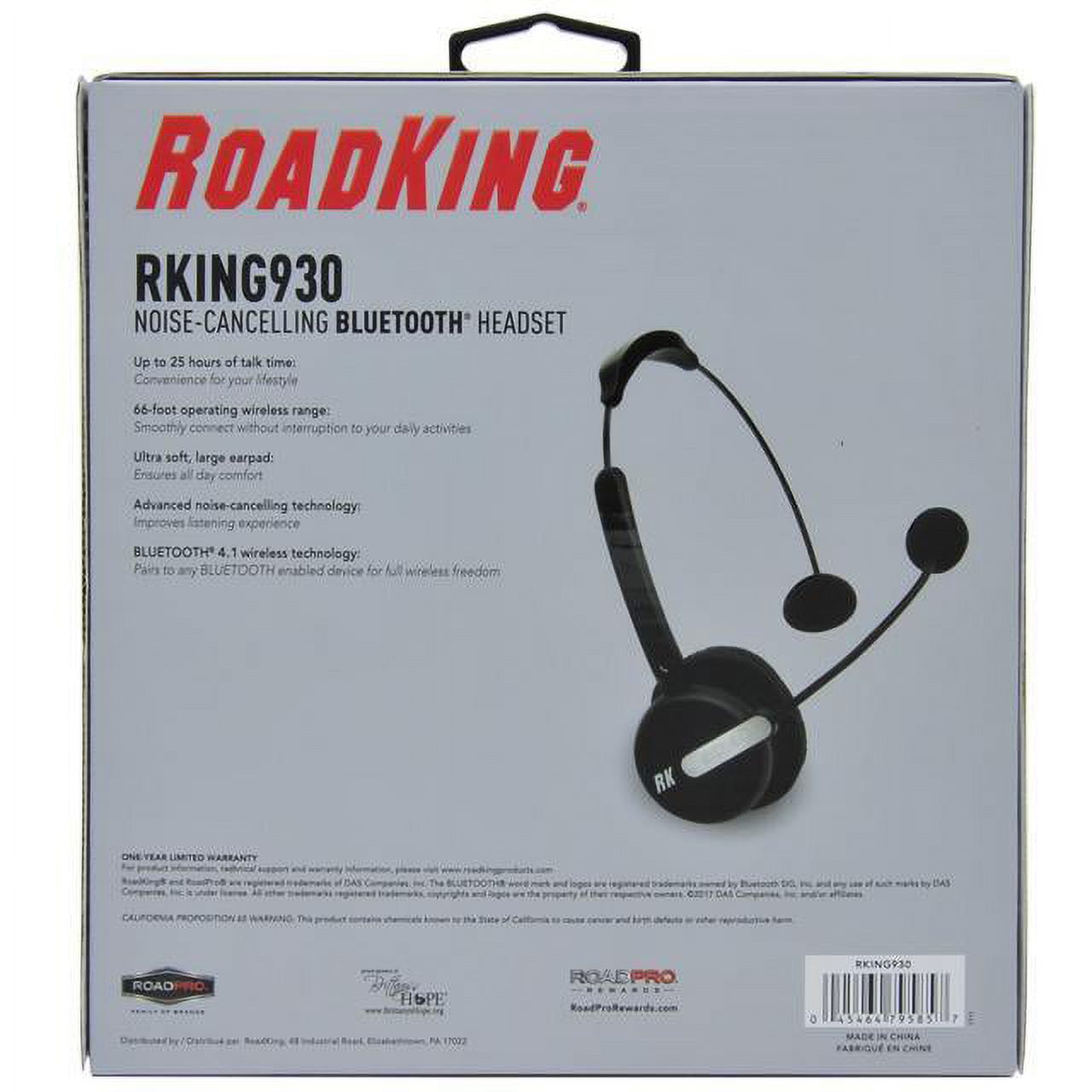 RoadKing RKING930 ノイズキャンセリング Bluetooth ヘッドセット マイク付き ハンズフリー用 RoadKing RKING-930EU Bluetooth-Headset mit Geräuschunterdrückung