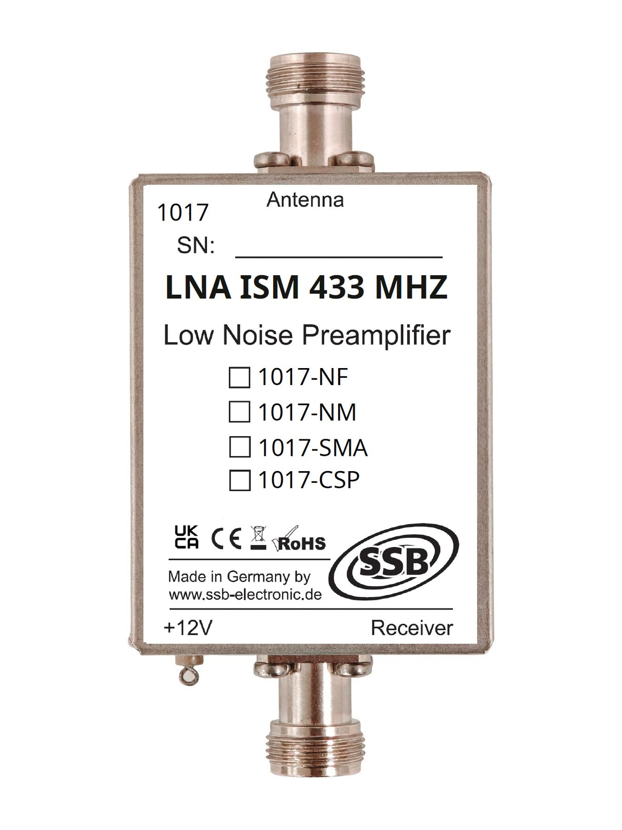 SSB LNA-ISM-433 SMA low noise preamplifier