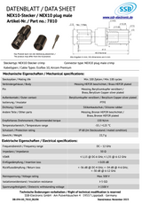 Dattasheet van de SSB NEX10-Male connector met artikelnummer 7810