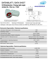 Datasheet SSB connector N-Male haaks Aircom/Ecoflex-10/Plus