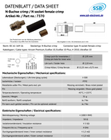 SSB 7370 N-connector voor Aircom Premium, Ecoflex-10, Ecoflex-10 Plus, H2010 en Ultraflex 10 coaxkabels