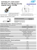 Datasheet SSB 7375 Pro BNC-Male connector voor Aircell-7 en Ecoflex-7 coaxkabel
