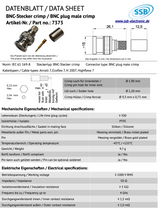 SSB 7375 BNC-connector voor Aircell-7, Ecoflex-7, H2007 en Highflex-7 coaxkabels