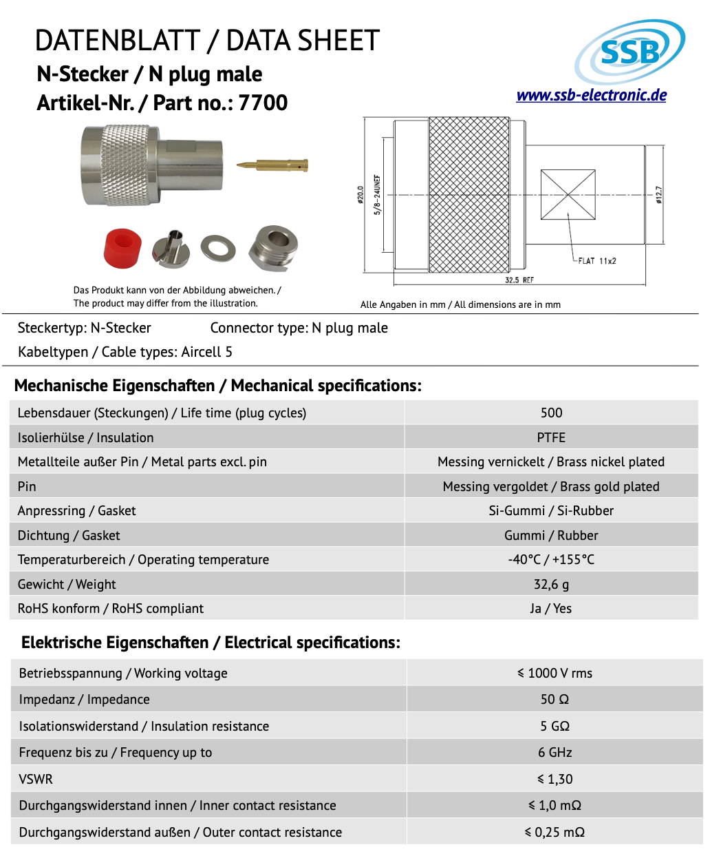 SSB N-Stecker Klemme Aircell-5