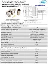 Datasheet SSB 7721-E BNC-Male crimp connector voor Ecoflex-5, H155 en LMR 240 coaxkabels