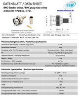Datasheet SSB 7721 BNC-connector voor Aircell-5, H2005, LMR200 coaxkabels