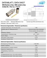 Datasheet SSB 7723-E BNC-Female crimp connector voor Ecoflex-5 en H155 coaxkabels