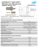 Datasheet SSB 7723 BNC-connector voor Aircell-5 coaxkabel