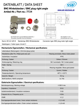 Datasheet SSB 7724 haakse BNC-connector voor Aircell-5 en RG58 coaxkabel