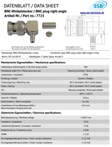 Datasheet SSB 7725 haakse BNC-connector voor Aircell-5 en RG58 coaxkabels
