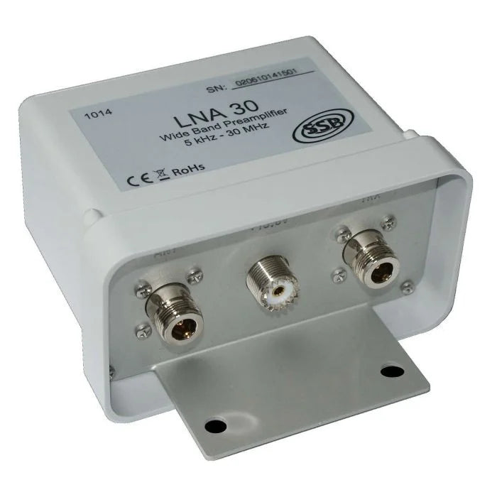 Aansluitingen van de SSB LNA 30 antenne voorversterker 