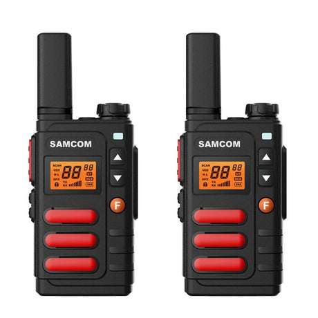 Samcom FT-18 vergunningsvrije PMR446 portofoons in de kleuren zwart met rood