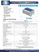 Datasheet Samlex SDC-20 omvormer van 24V naar 12V met 20 Ampère vermogen