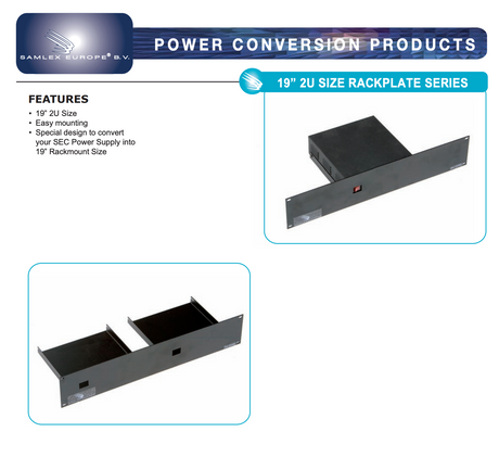 Datasheet van de Samlex rackplate kit 58175 19" 2U voor twee compatible Samlex voedingen