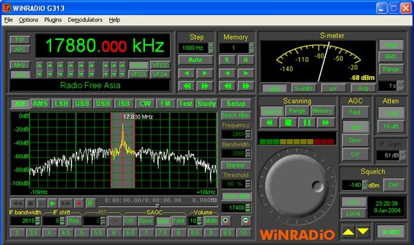 Screenshot WinRadio WR-G313e 180MHz SDR receiver