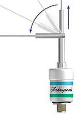 Details van het lift en lay antenne systeem op de Shakespeare-5247-A-D VHF marine antenne