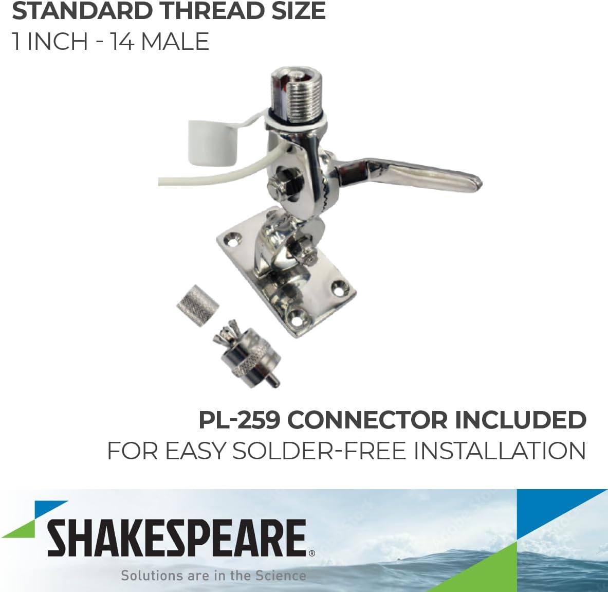 Shakespeare QCM-S RVS RVS antenne beugel details  