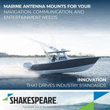 Speedboot op het water met shakespeare antennes en antennebeugels erop gemonteerd