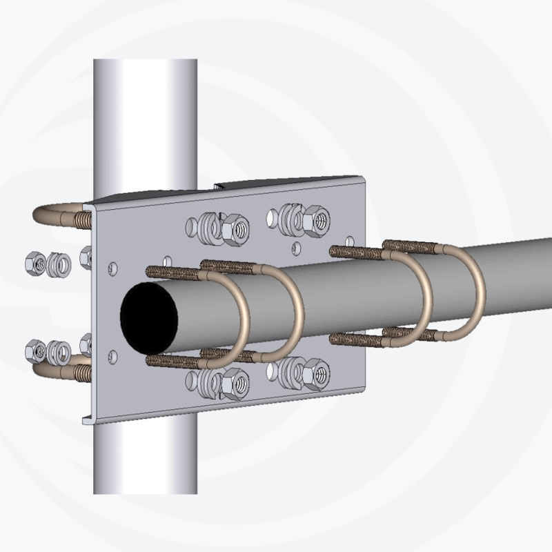 Mastbevestiging van de Sirio SD-27 dipole basisantenne voor de 27MHz CB