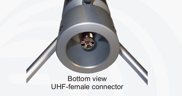 Aansluiting van de Sirio GP 160 LB-U airband antenne met een UHF-Female aansluiting