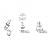 Tekening van de aansluiting van de antenenvoet van een Sirio MGA 108-550SL mobiele UHF/VHF antenne 