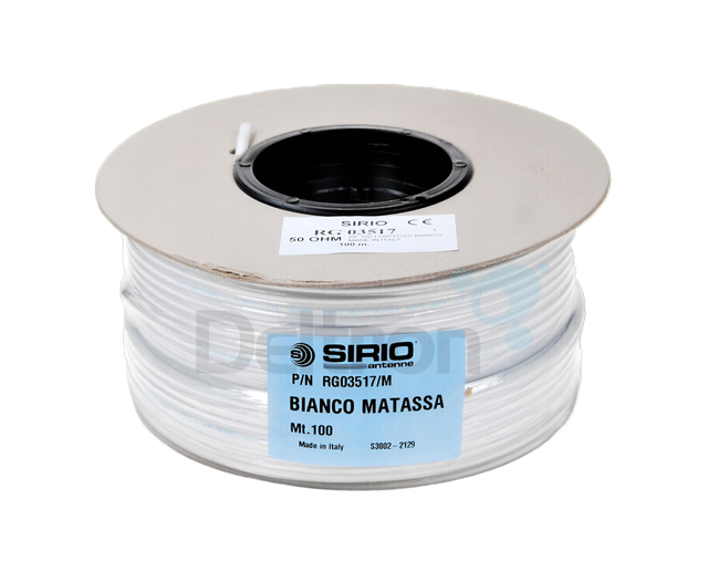 Rol met 100 meter Sirio RF100 witte low loss coaxkabel