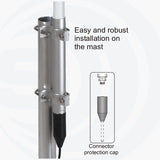 Close up mastmontage van de Sirio SPO-antenne