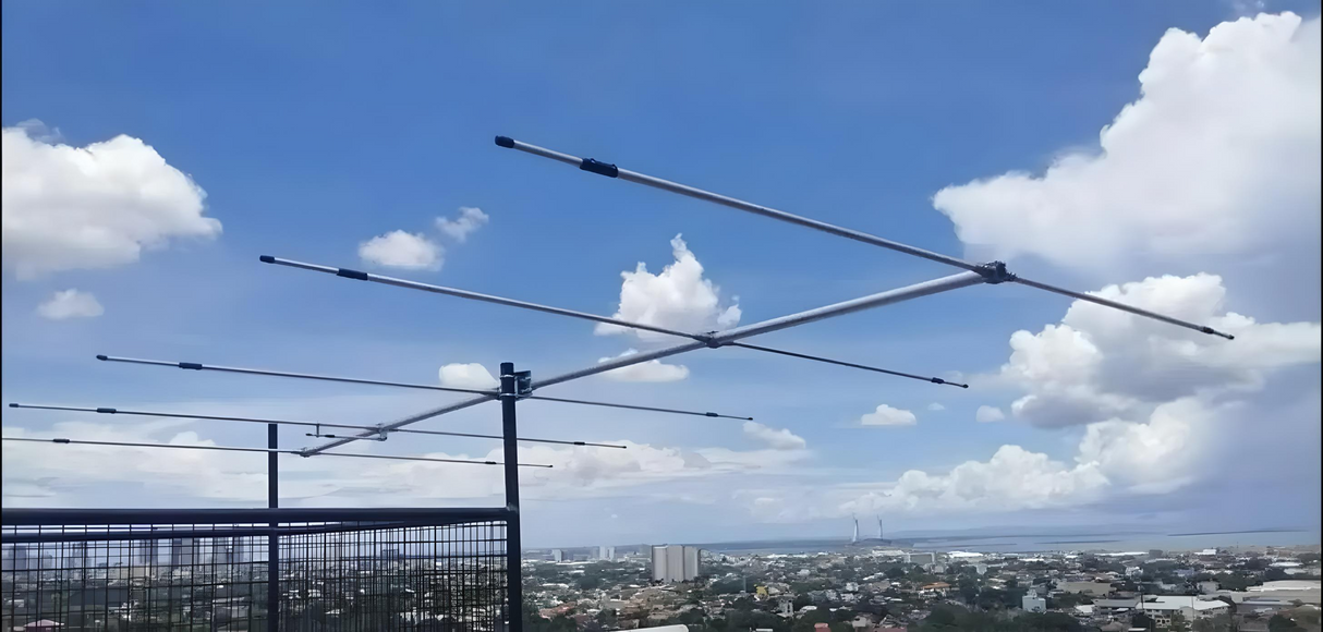 Sirio SY 50-5 Yagi VHF antenne opgesteld te zien