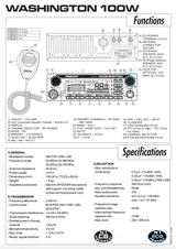 Datasheet met specificaties van de TXPR905 President Washtington 12V transceiver met 100 watt PEP vermogen