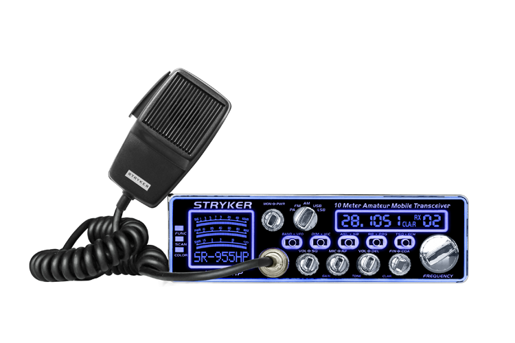 Stryker SR-955HPC transceiver met paarse display verlichting en handmicrofoon 