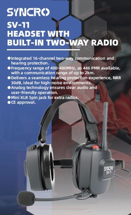 Syncro SV-11 headset met ingebouwde portofoon
