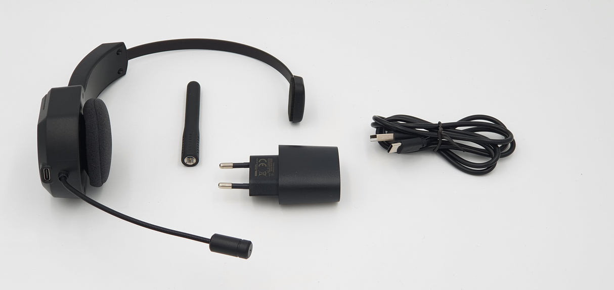 Syncro SV-10 headset met ingebouwde PMR portofoon en meegeleverde accessoires