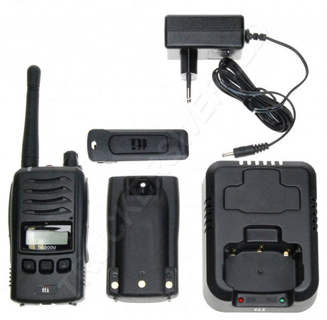 TTI TX-1000U PMR446 portable transceiver met meegeleverde accessoires