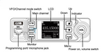 Uitleg knoppen op de voorzijde van een CRT Electro uhf en vhf transceiver
