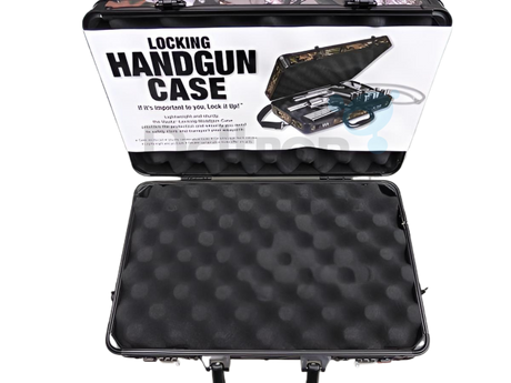 Binnenzijde van de Vaultz veiligheidskoffer in camouflage. Gevuld met foam-vulling ter bescherming