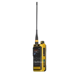 Gele Vero VR-N76 portofoon met groot display, toetsenbord en antenne