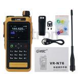 Gele Vero VGC VR-N76 portofoon met meegeleverde accessoires