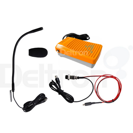 Voetpedaalset voor handsfree 27MHz CB communicatie met een windkap, schakeldraad en aluminium oranje voetpedaal