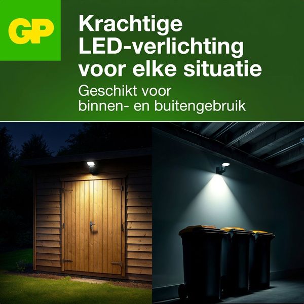 Voorbeeld montage opties van de GP Safeguard RF1.1. draadloze buitenlamp met sensor