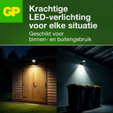 Voorbeeld montage opties van de GP Safeguard RF1.1. draadloze buitenlamp met sensor