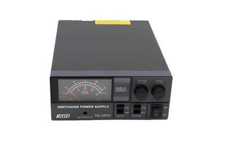 Voorzijde van de Nissei NS-28SW schakelbare voeding met display en bedieningsknoppen