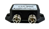 Close-up voorzijde van de Comet CAS-900 antennesplitter met twee SO-239 (UHF-Female) aansluitingen