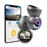 Compacte ronde Whistler D28RS HD Dashcam met magnetische houder en gratis App voor smartphones