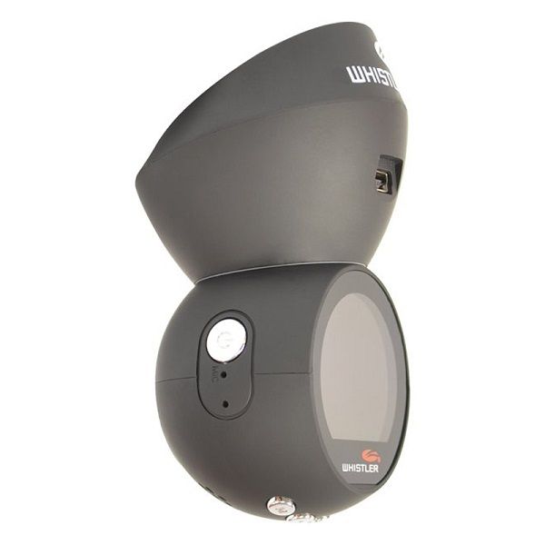 Zijkant van de Whistler D28RS HD Dashcam met magnetische raamhouder