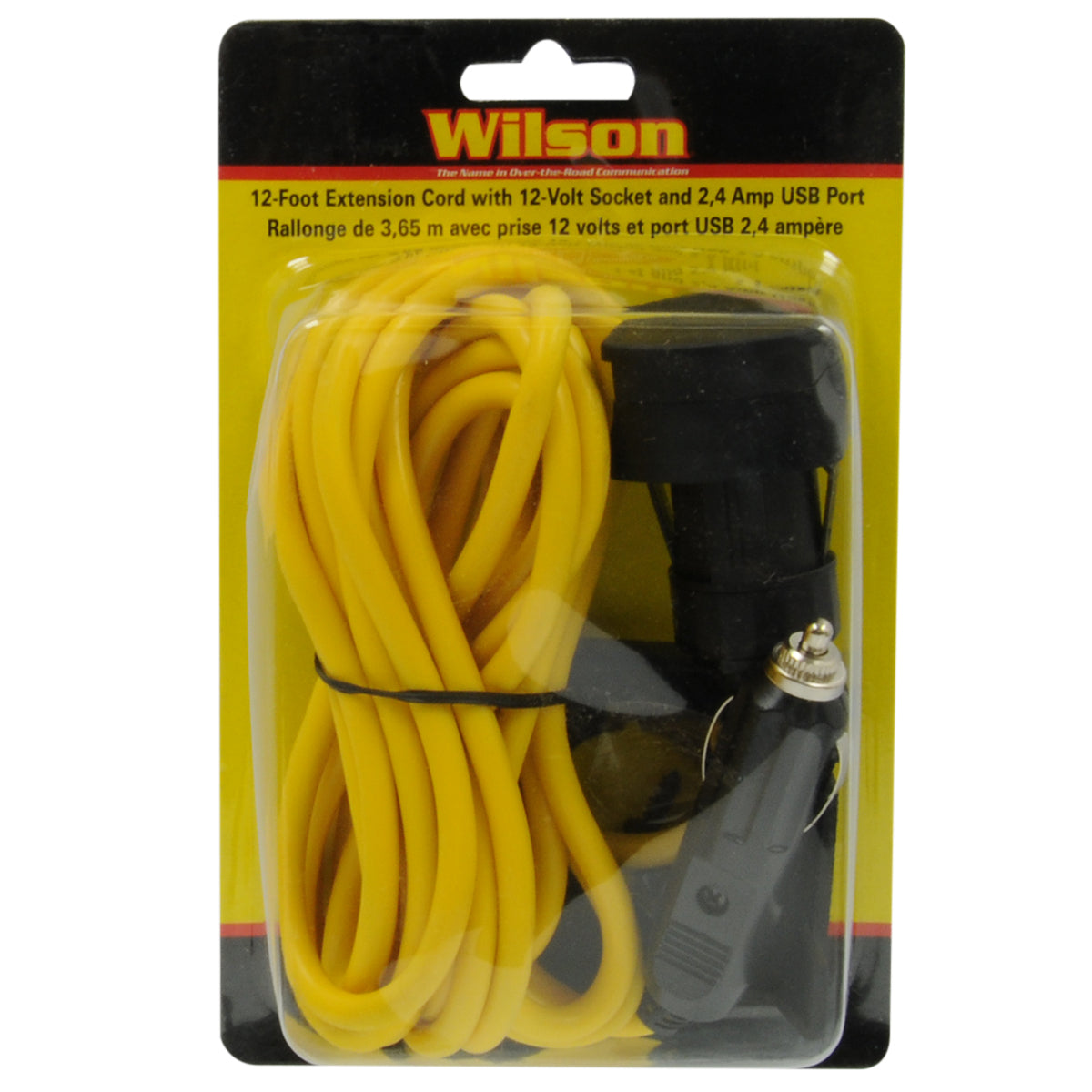 Wilson 12 volt verlengkabel van 360cm voor in de auto met sigaretaanstekerplug en een USB-poort 2,4A 