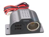 Wilson 30512V2USB 12V stroomvoorziening met aanstekeraansluiting en twee usb-poorten en een voedingskabel met plus en min