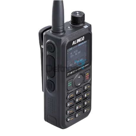 Zijkant Alinco DJ-W70HE handheld uhf/vhf transceiver voor de 2m en 70cm band. 